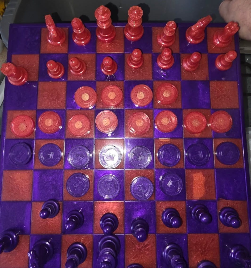 Resin chess board.