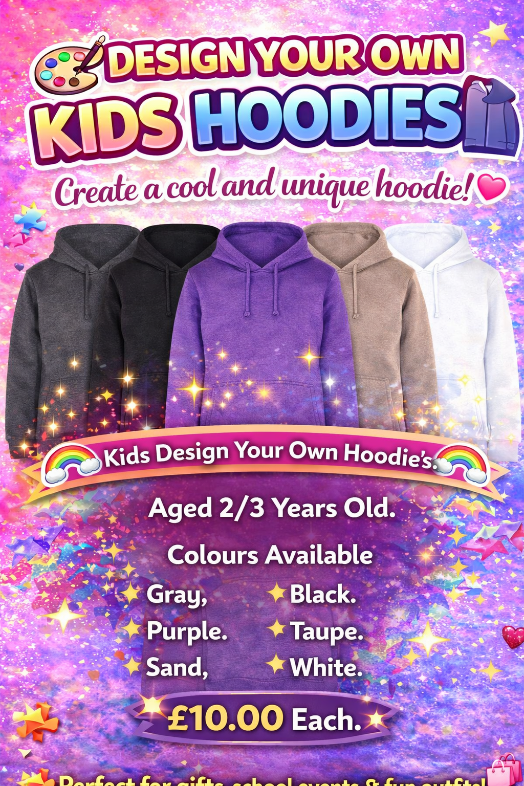 Kids 2-3 Years Design Your Own Hoodie's.