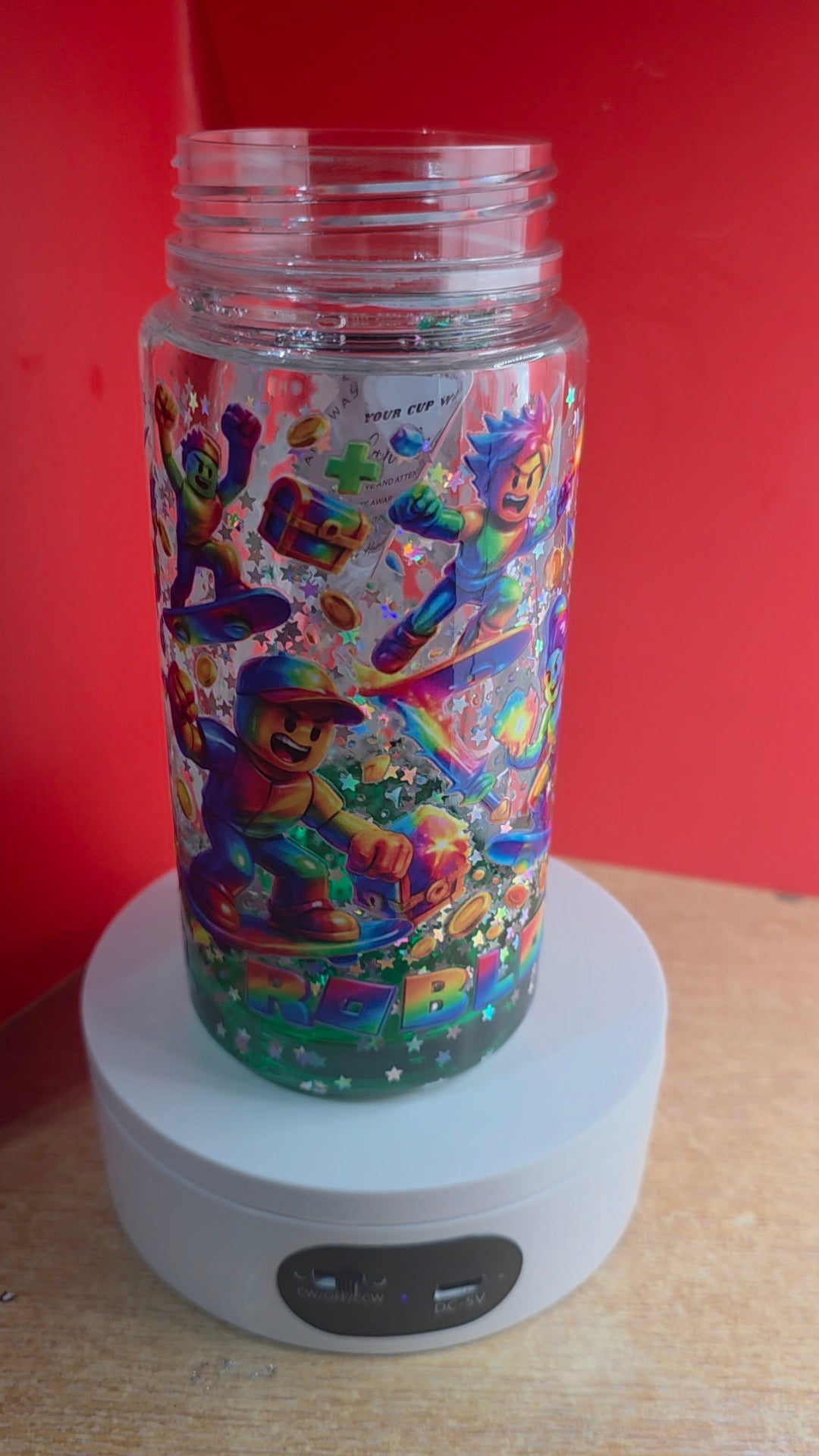 10oz Kids Glitter Snowglobe Bottles.