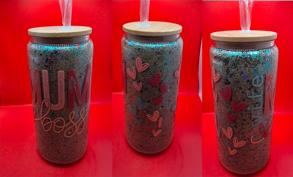 16oz Glass Polycrylic Tumblers.