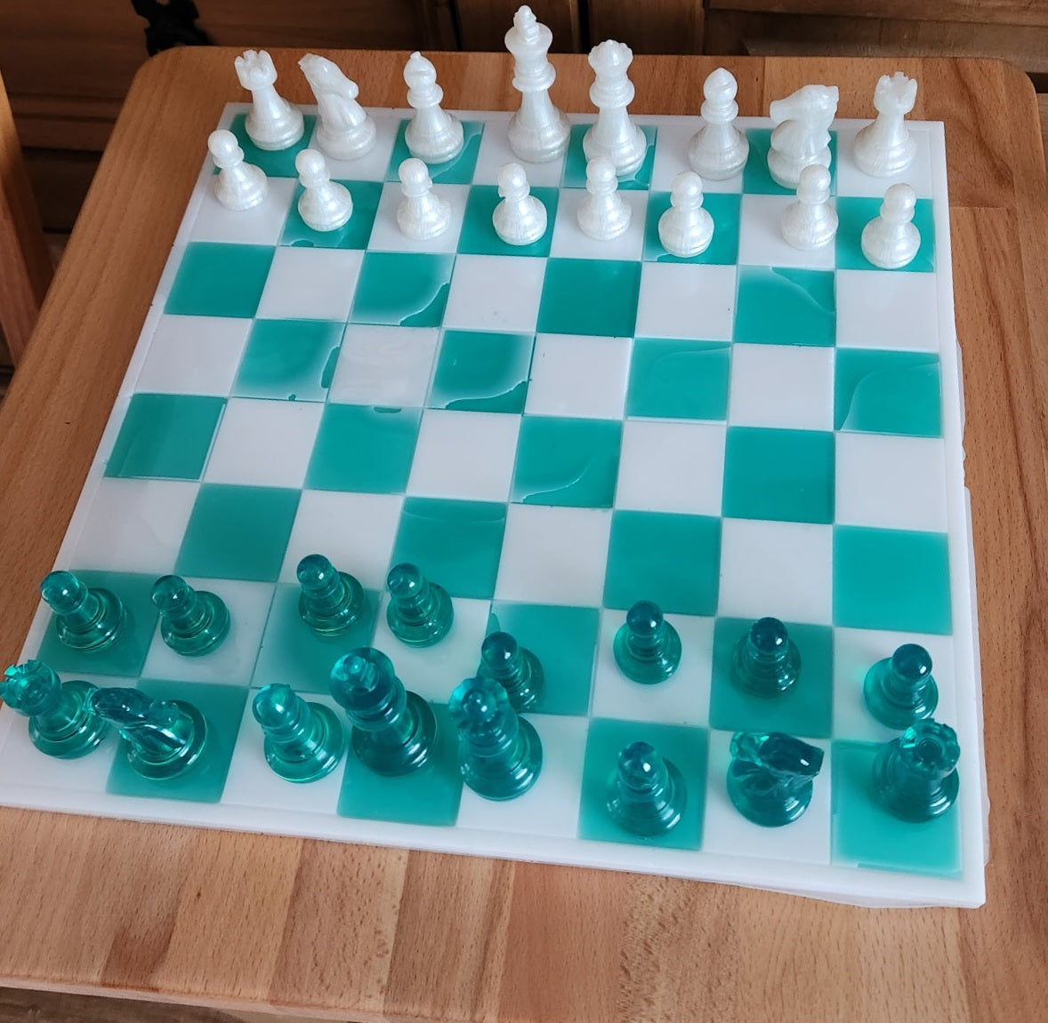 Resin chess board.