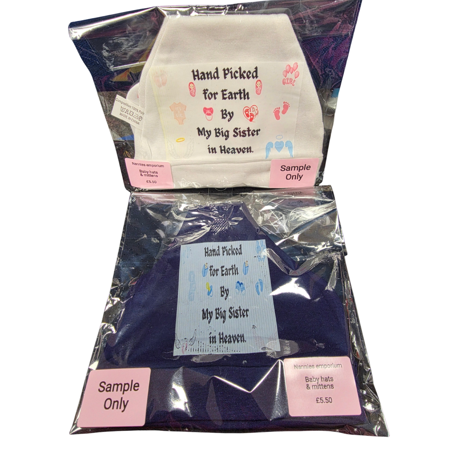 Personalised Baby Hat & Mittens.