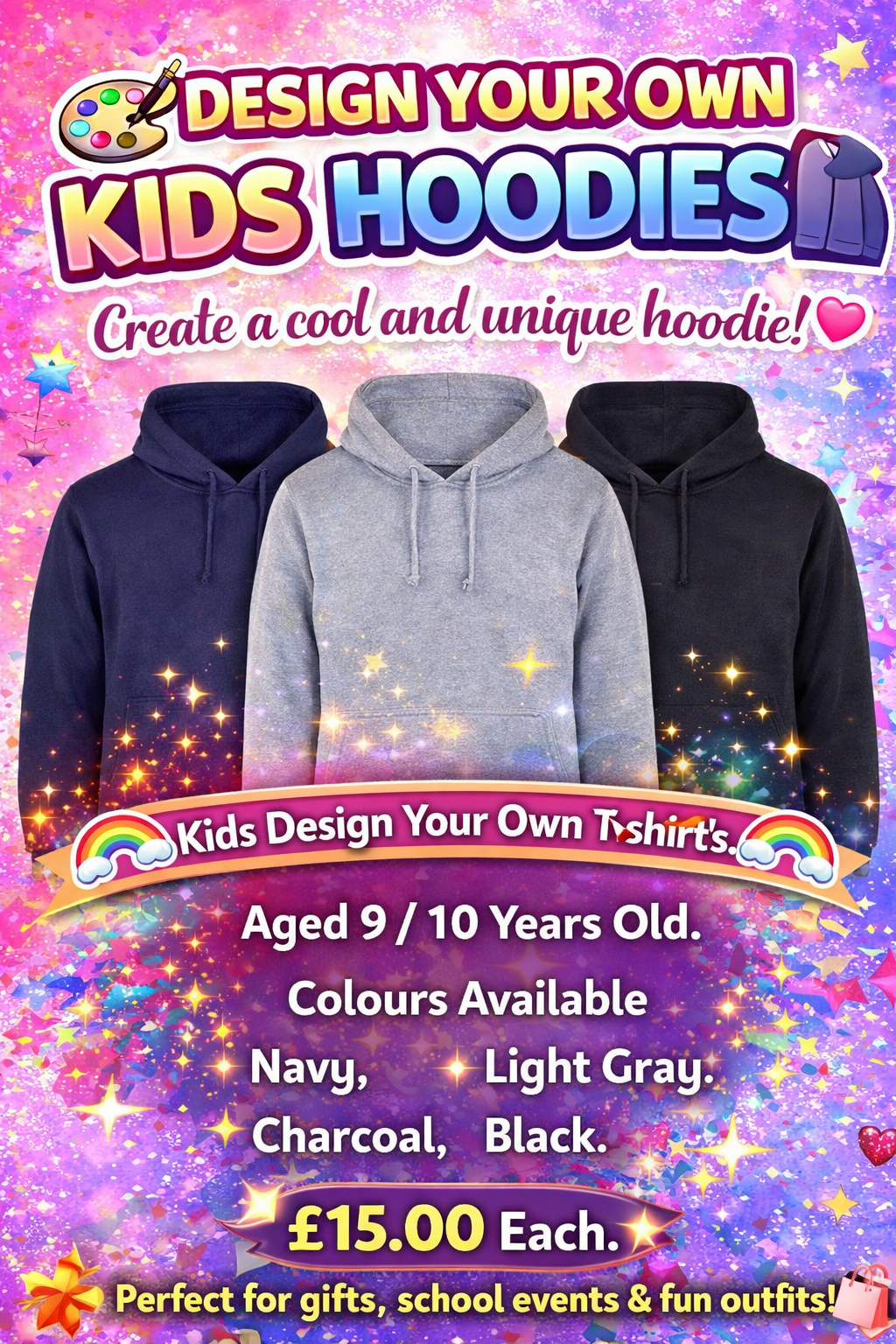 Kids 9-10yrs Design Your Own Hoodie's.