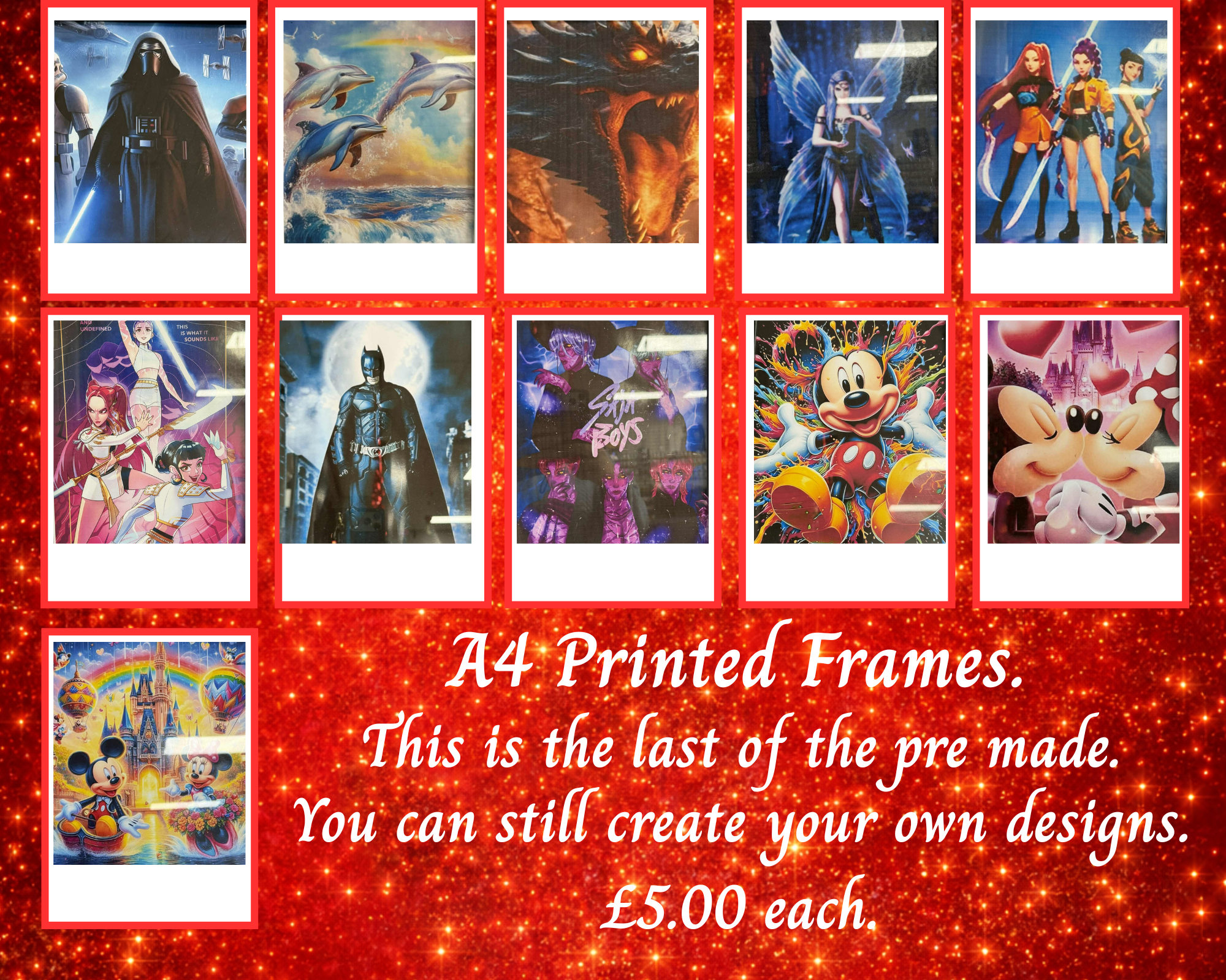 A4 Framed Prints Premade.