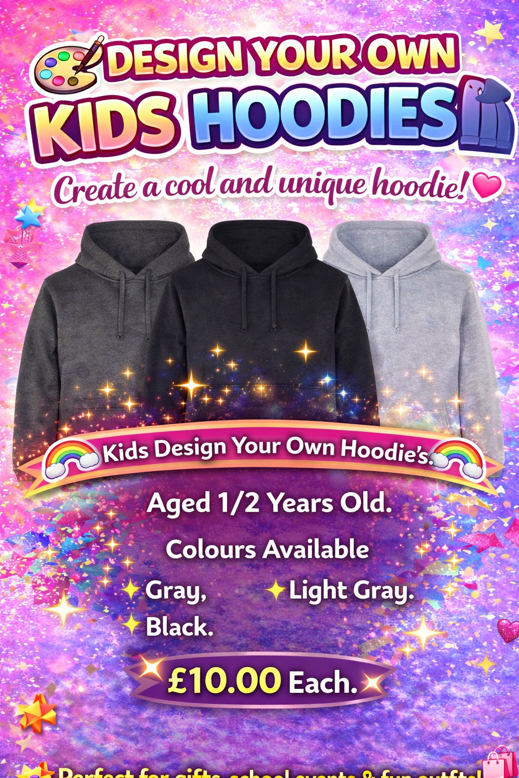 Kids 1-2 years Design Your Own Hoodie's.