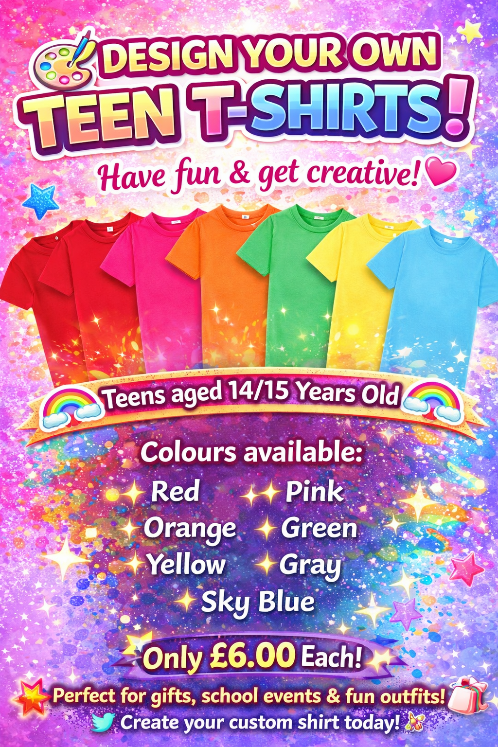 Children's Age 14-15 Design Your Own Tshirts.