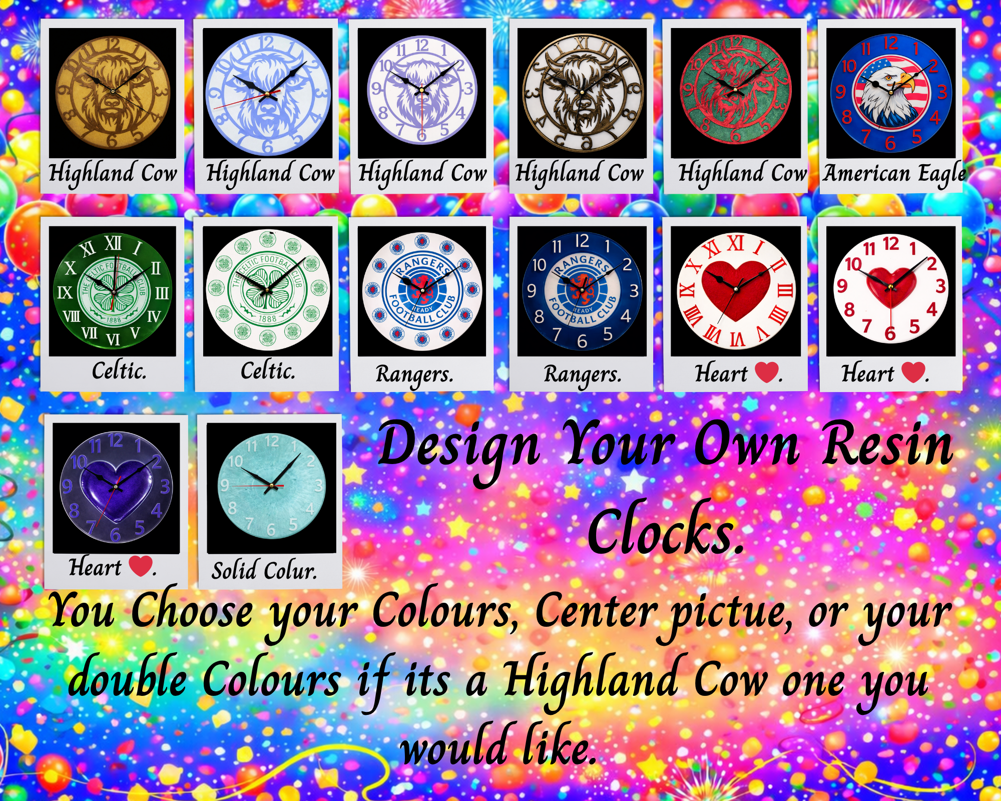 Design Your Own Resin Wall Clocks. (Large)