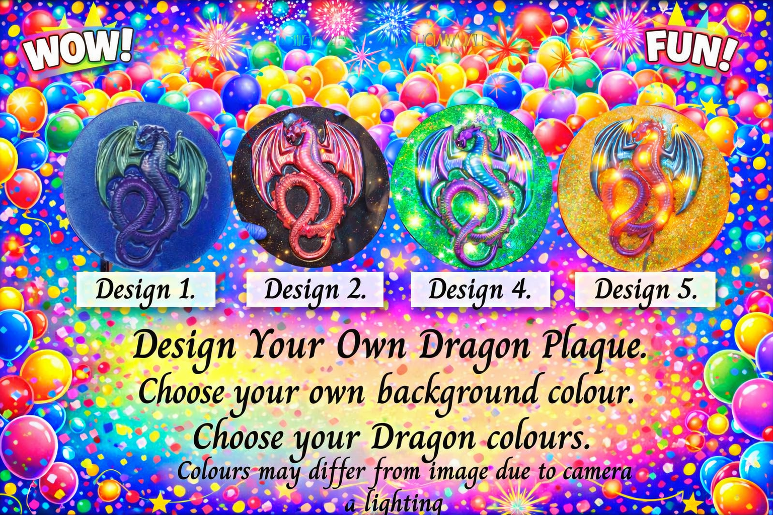 Light up Resin Dragon Plaques.